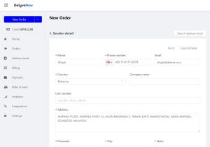 Enter sender details to book cash on delivery (COD) courier service