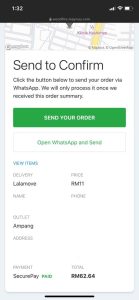 Maynuu - send message the restaurant to confirm your order