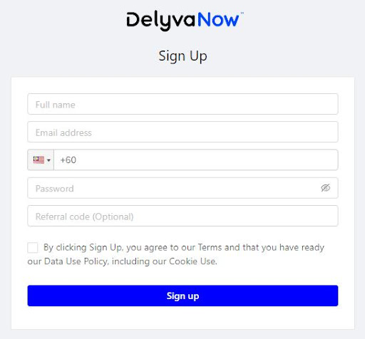 sign up delyva 