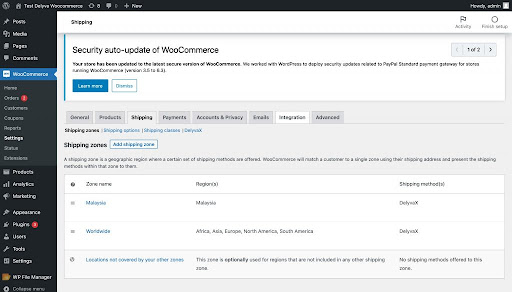 delyva woocommerce shipping option configuration